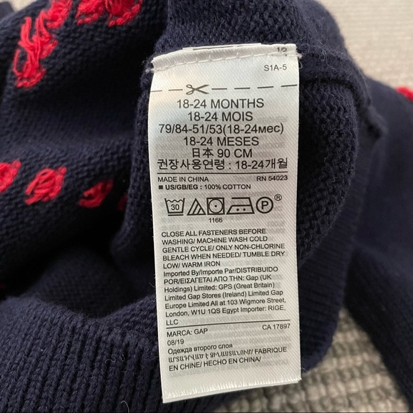 Valentine Hearts Baby GAP Navy & Red Pom Heart Sweater - Picture 4 of 5